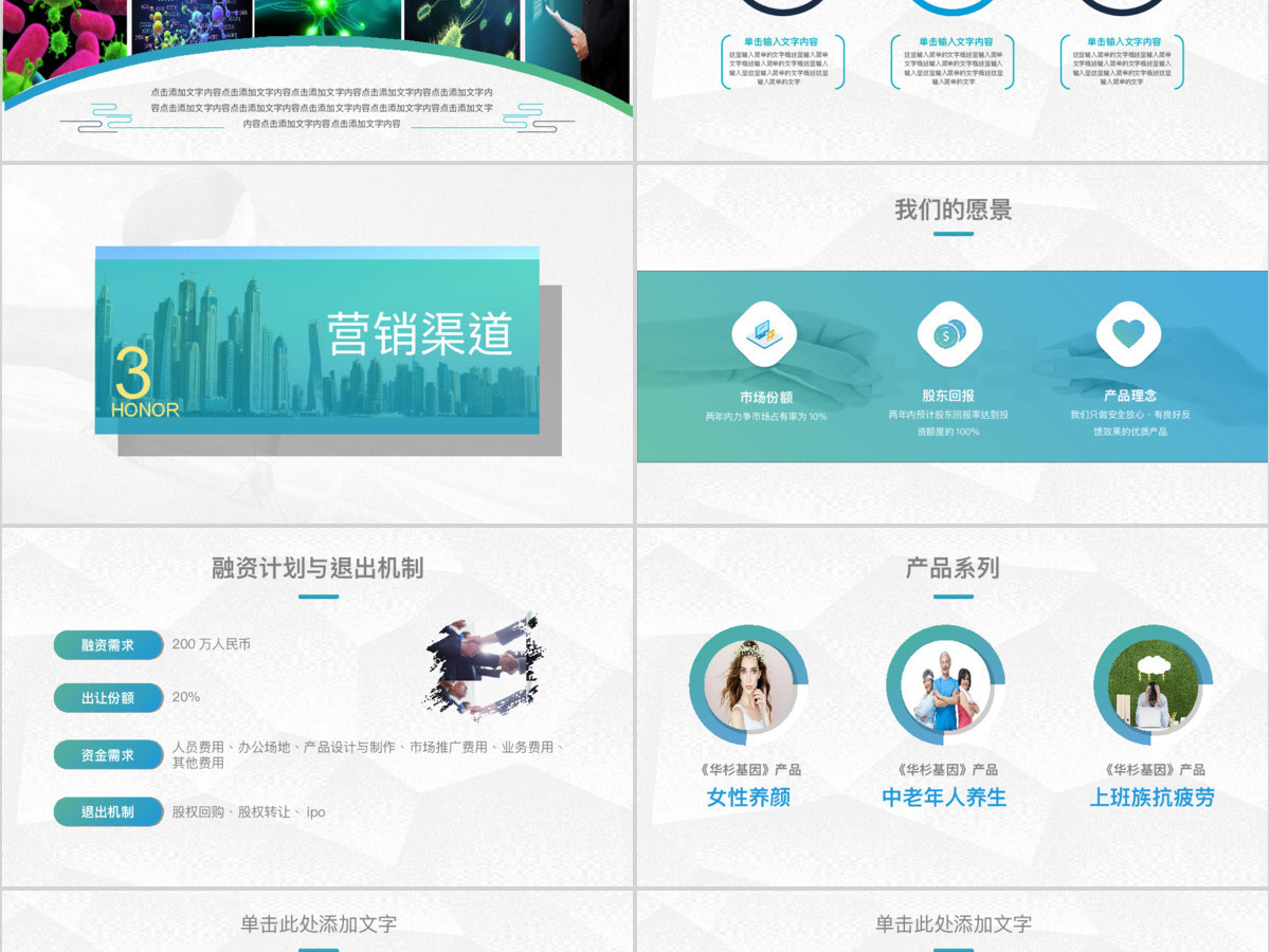 原创生物科技医疗医院医药商业计划书ppt模板-版权可商用