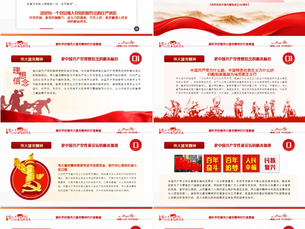 继承和弘扬伟大建党精神2022团课团支部团委大学共青团团员培训专题课件模板PPT-含讲稿