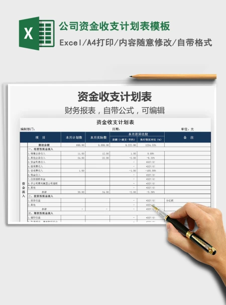2021年公司资金收支计划表模板 2021年公司资金收支计划表模板