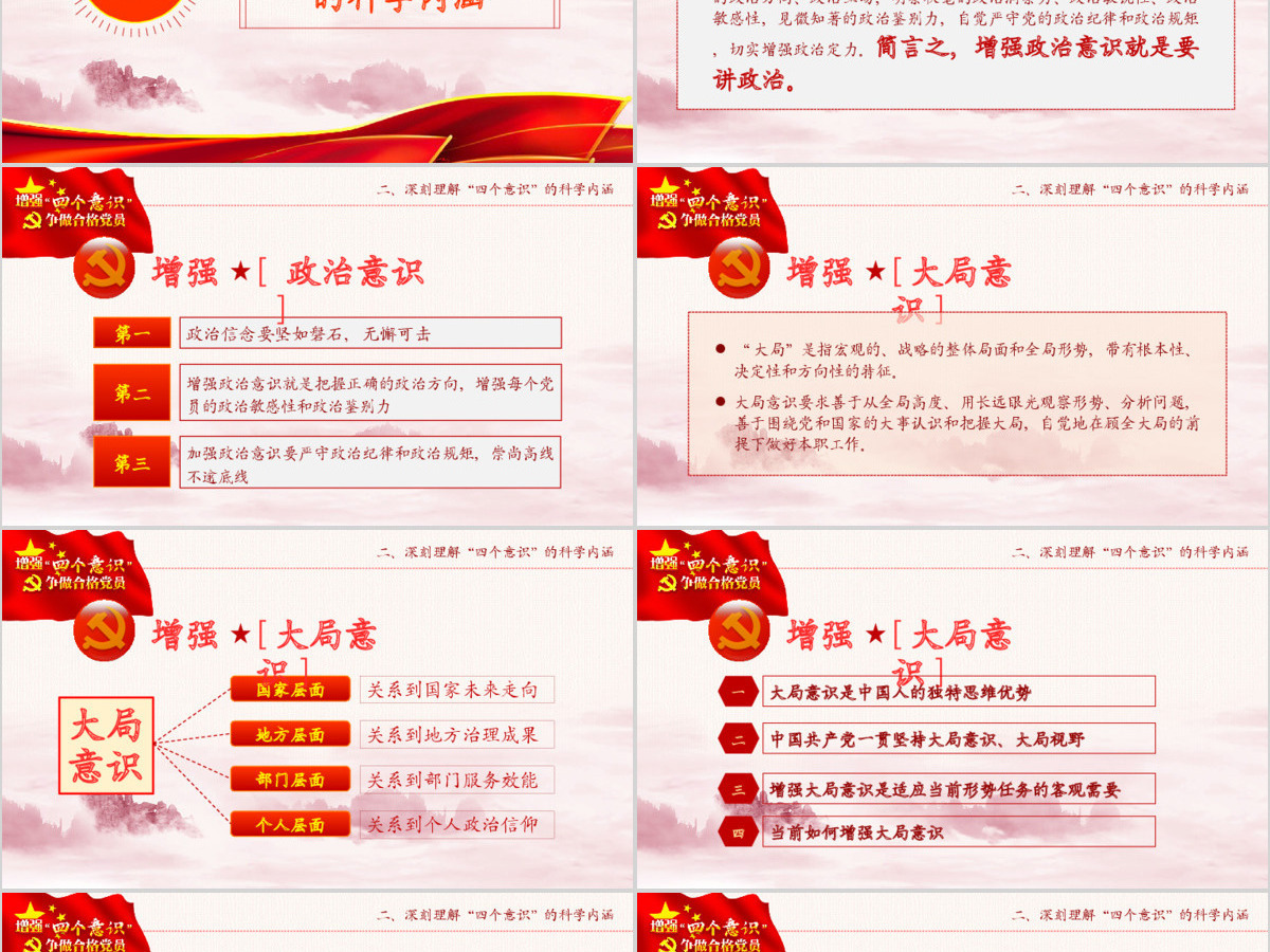中国四个意识党建PPT模板 中国四个意识党建PPT模板