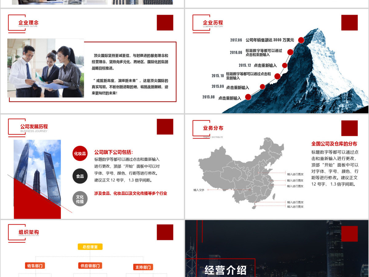 大气黑红企业商务工作汇报实用PPT模板