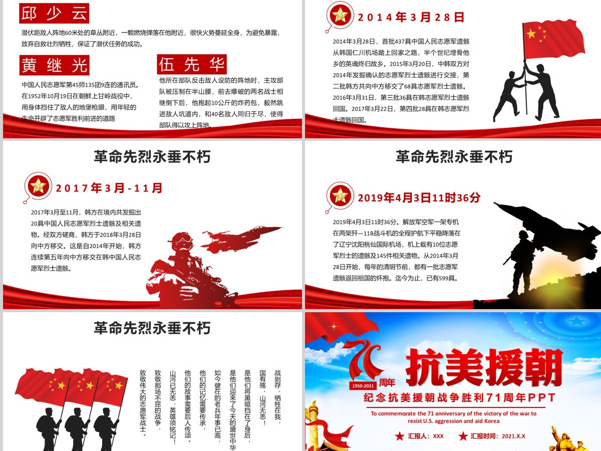 大气红色纪念抗美援朝胜利71周年PPT课件--含讲稿 大气红色纪念抗美援朝胜利71周年PPT课件--含讲稿