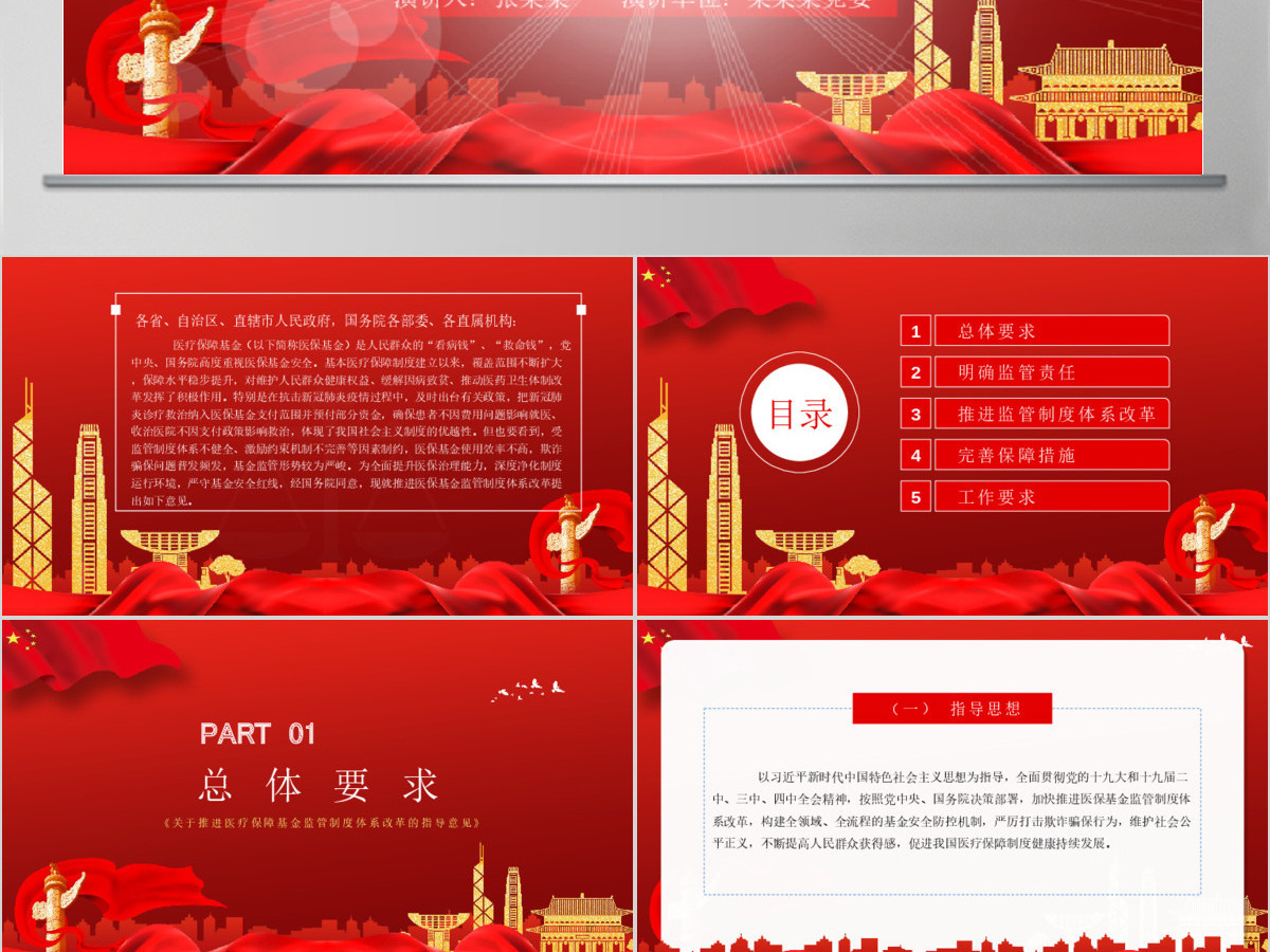 关于推进医疗保障基金监管制度体系改革的指导意见PPT模板