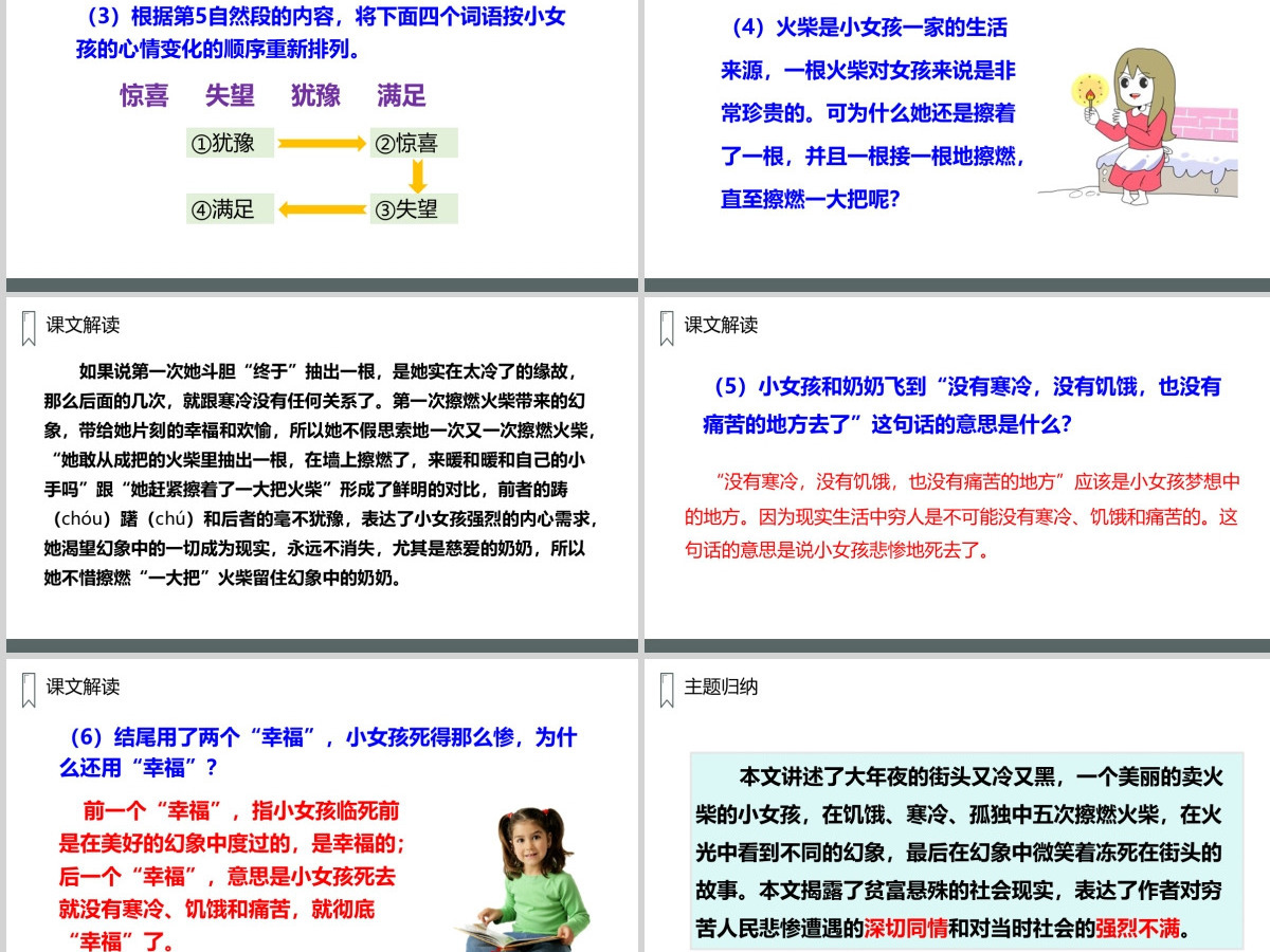 课文解析三年级语文上册卖火柴的小女孩语文课件PPT