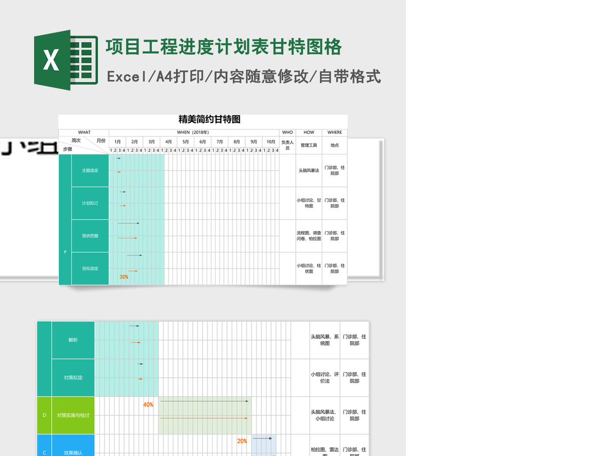 项目工程进度计划表甘特图格Excel模板 项目工程进度计划表甘特图格Excel模板