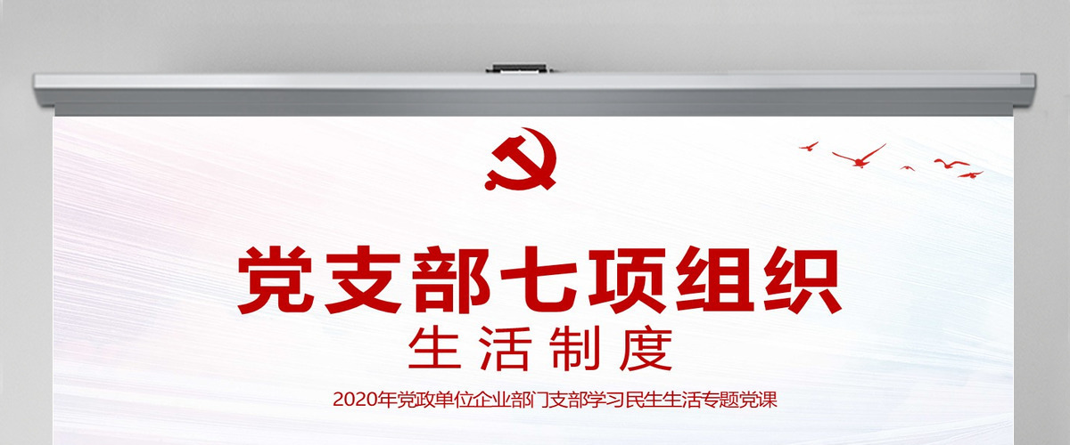 2020年简约中国风党支部七项组织生活制度民生生活专题党课PPT模板