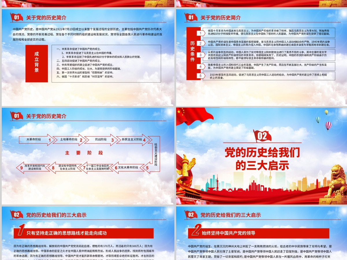 蓝色大气党政风辉煌100载庆祝中国共产党成立一百周年PPT-含讲稿