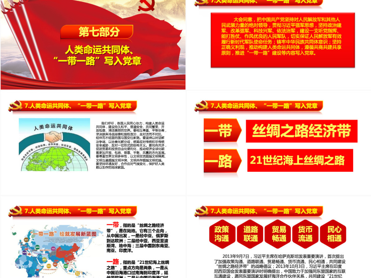 学习党的十九大党章修改内容PPT课件模板