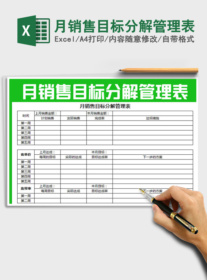 2021年月销售目标分解管理表 2021年月销售目标分解管理表