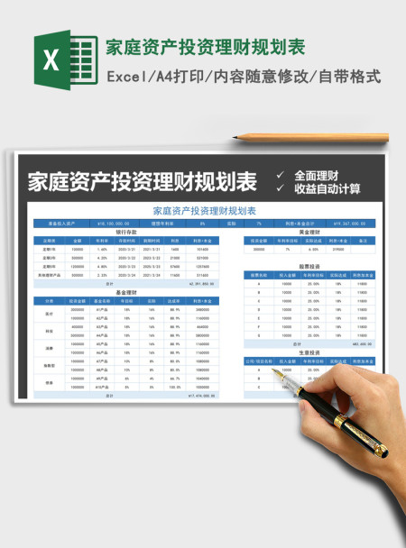 2021年家庭资产投资理财规划表