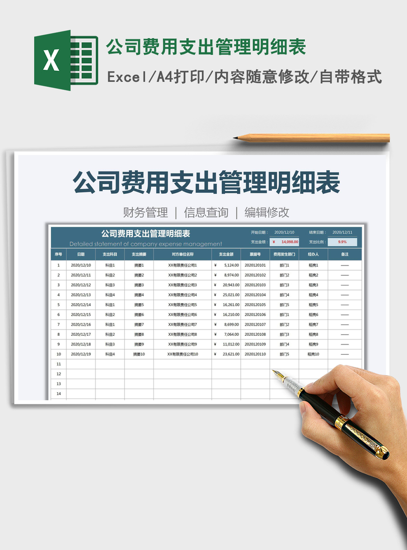 2021年公司费用支出管理明细表