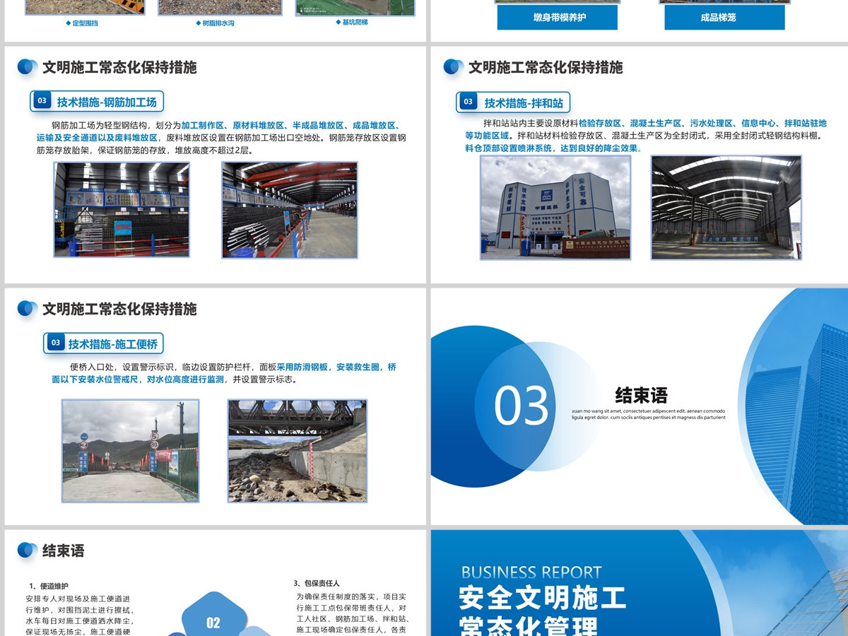 2022蓝色商务风安全文明施工常态化管理工作计划总结汇报PPT模板