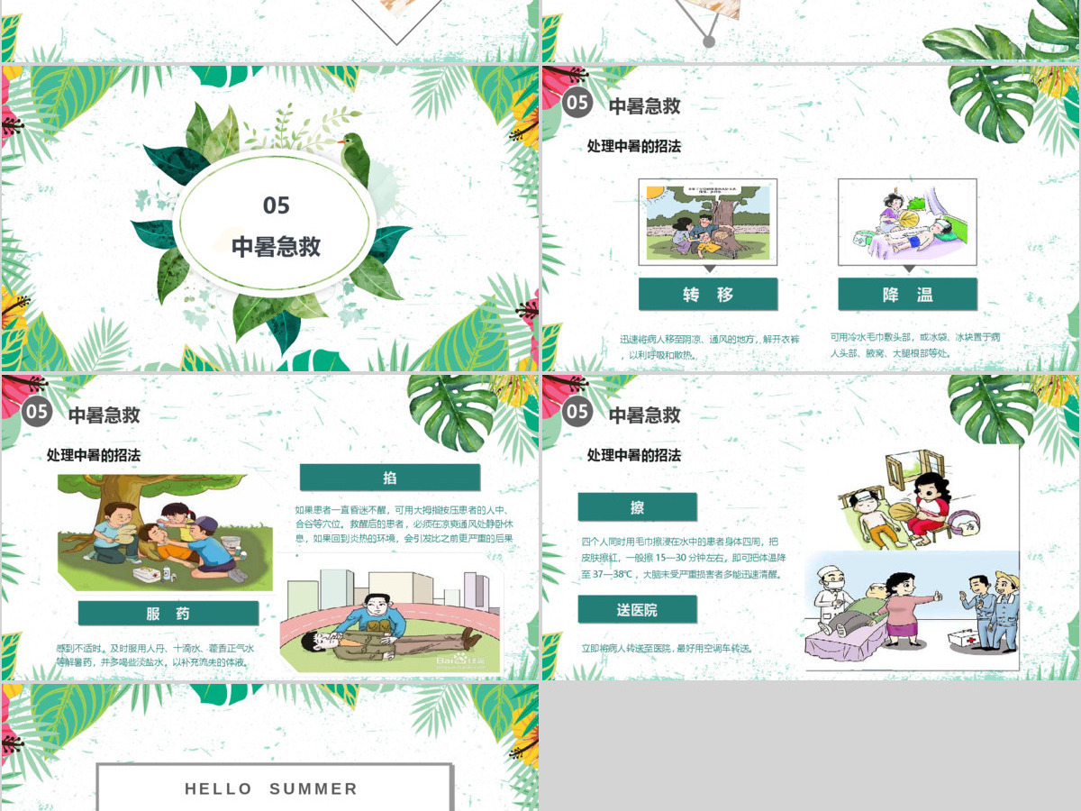 夏季防暑降温中暑的预防与急救宣传PPT模板 夏季防暑降温中暑的预防与急救宣传PPT模板