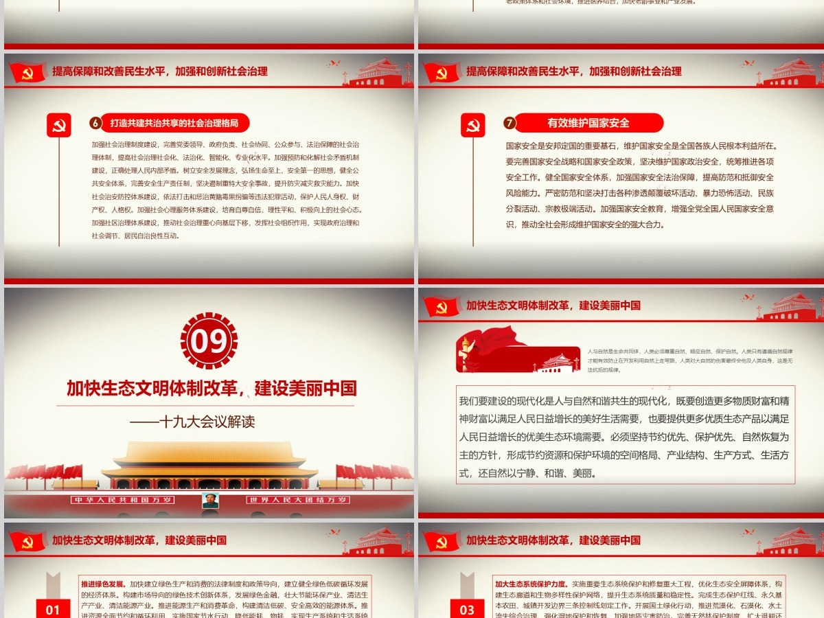 党的十九大ppt模板报告讲话全文精神学习