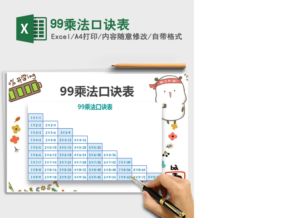 2021年99乘法口诀表