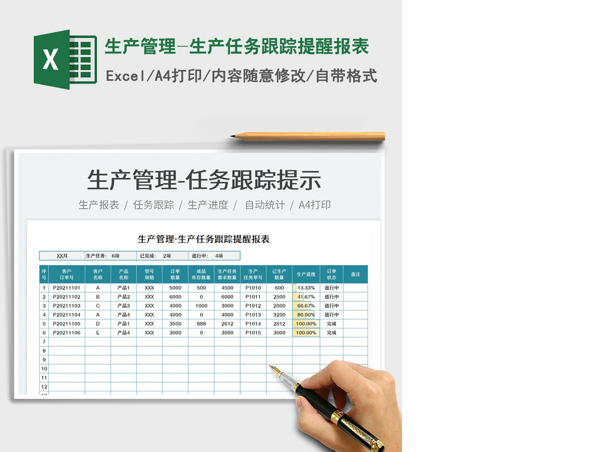 2021生产管理-生产任务跟踪提醒报表免费下载 2021生产管理-生产任务跟踪提醒报表免费下载