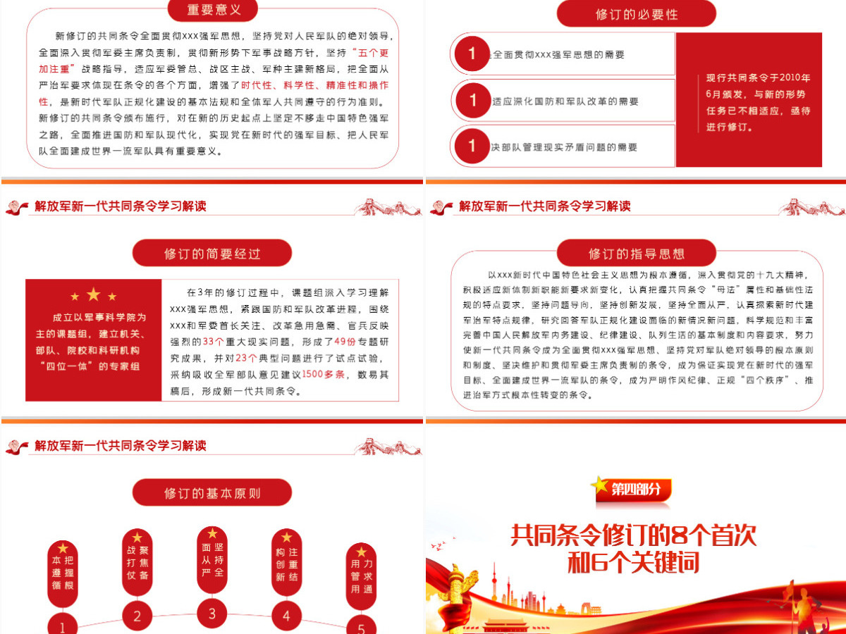 红色党政风解放军新一代共同条令学习解读专题党课课件模板PPT-含讲稿 红色党政风解放军新一代共同条令学习解读专题党课课件模板PPT-含讲稿