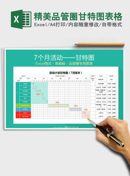 2021年精美品管圈甘特图表格