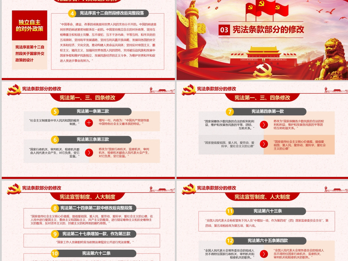2019中国人民共和国宪法修正PPT模板 2019中国人民共和国宪法修正PPT模板