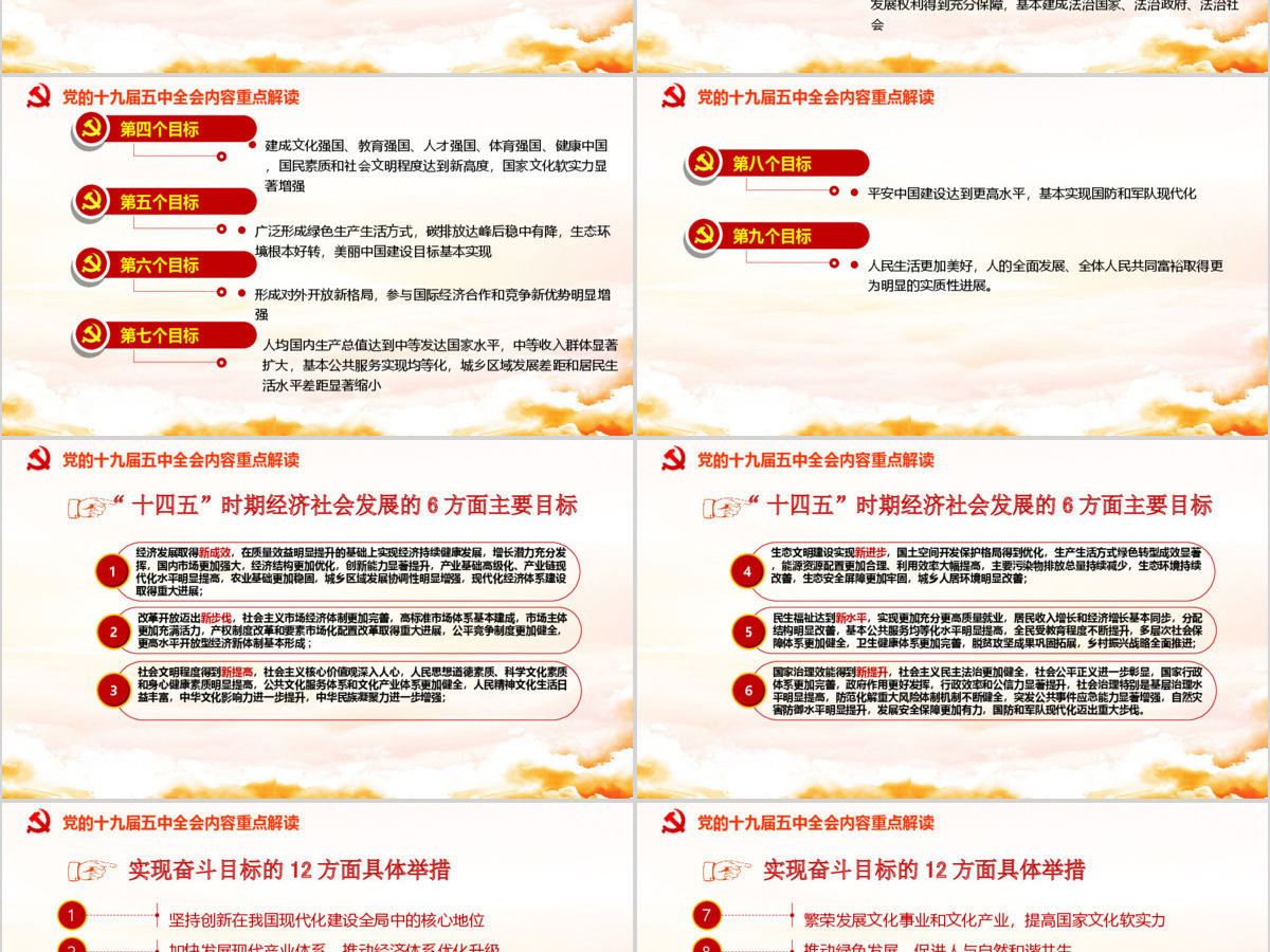 简约党建风中国共产党第十九届五中全会公报学习解读PPT