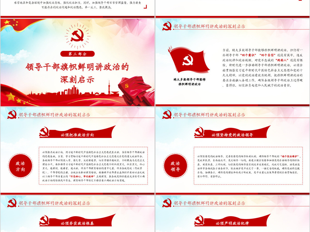 原创新时代领导干部必须旗帜鲜明讲政治党建PPT