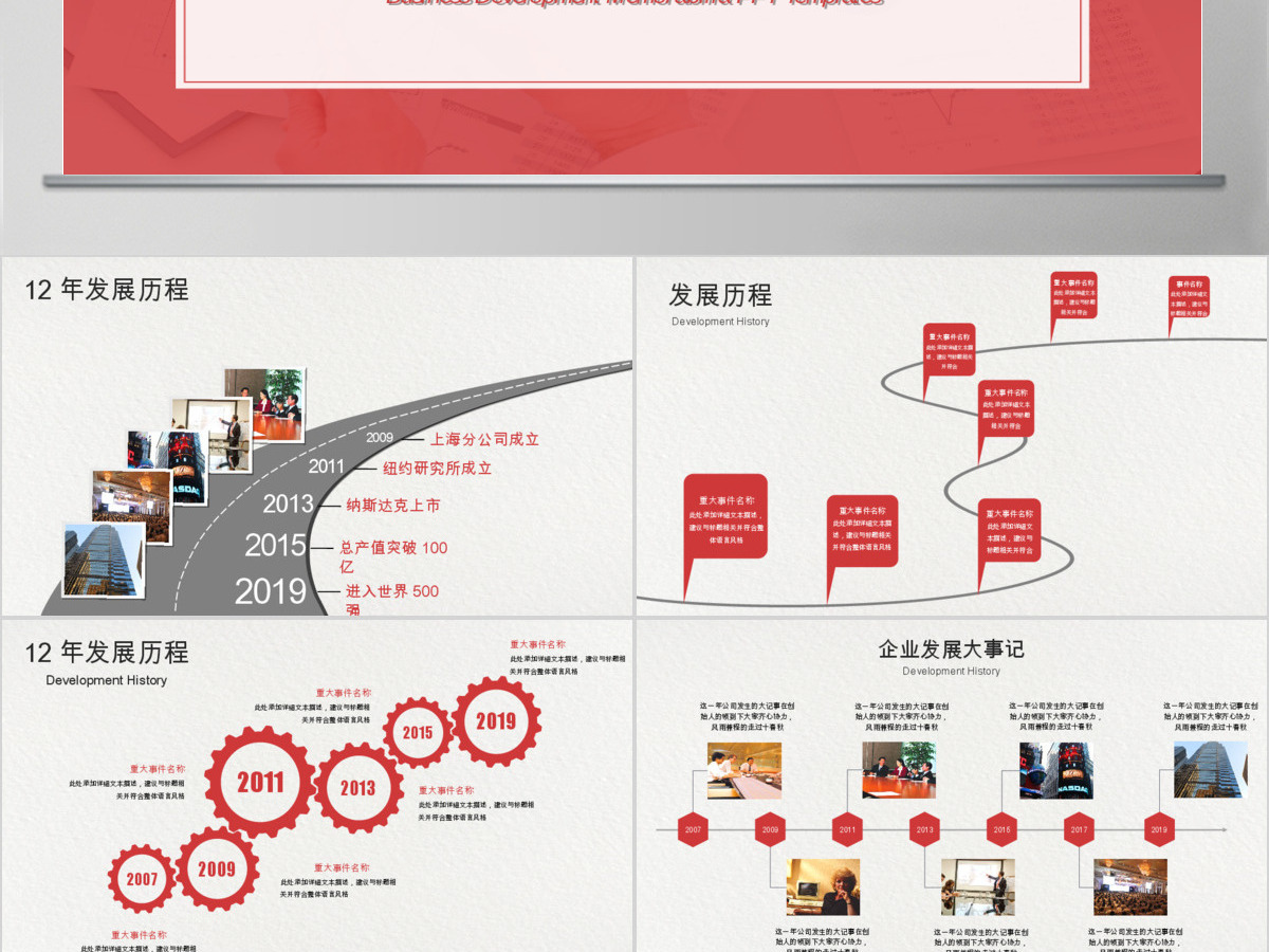 时间轴公司发展历程企业大事记PPT模板