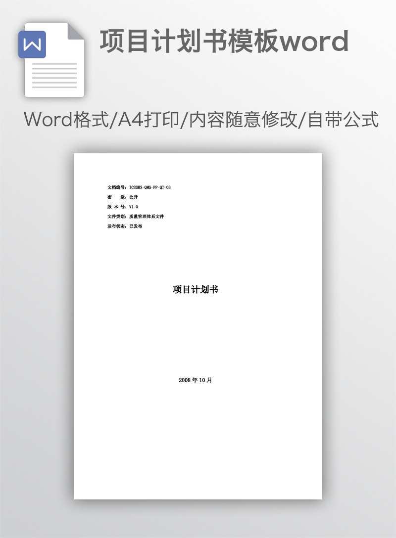 项目计划书模板word 项目计划书模板word