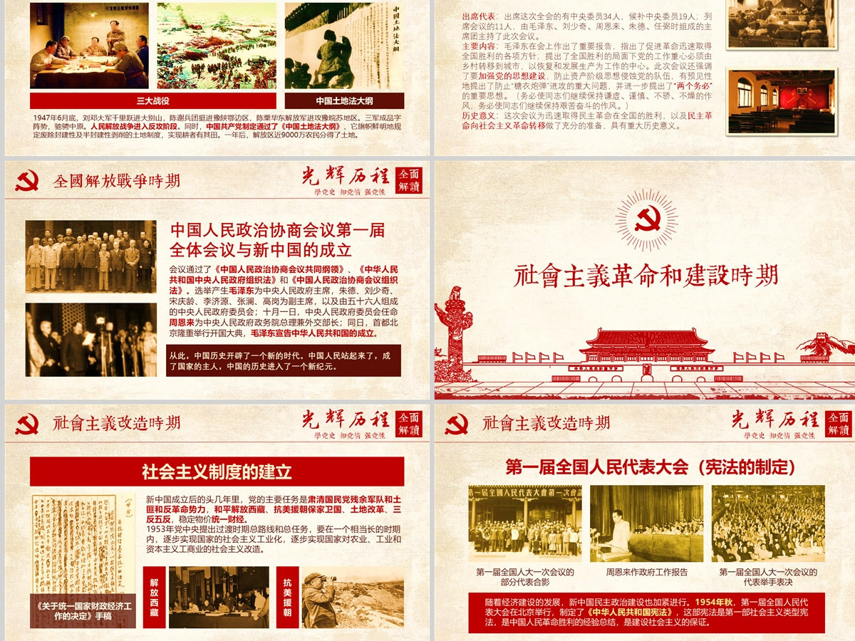 光辉的历程中国共产党党史党课学习ppt模板--含讲稿