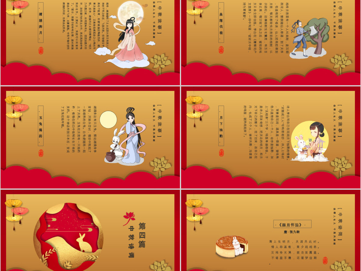 红色中国风喜庆中秋节介绍PPT模板 红色中国风喜庆中秋节介绍PPT模板
