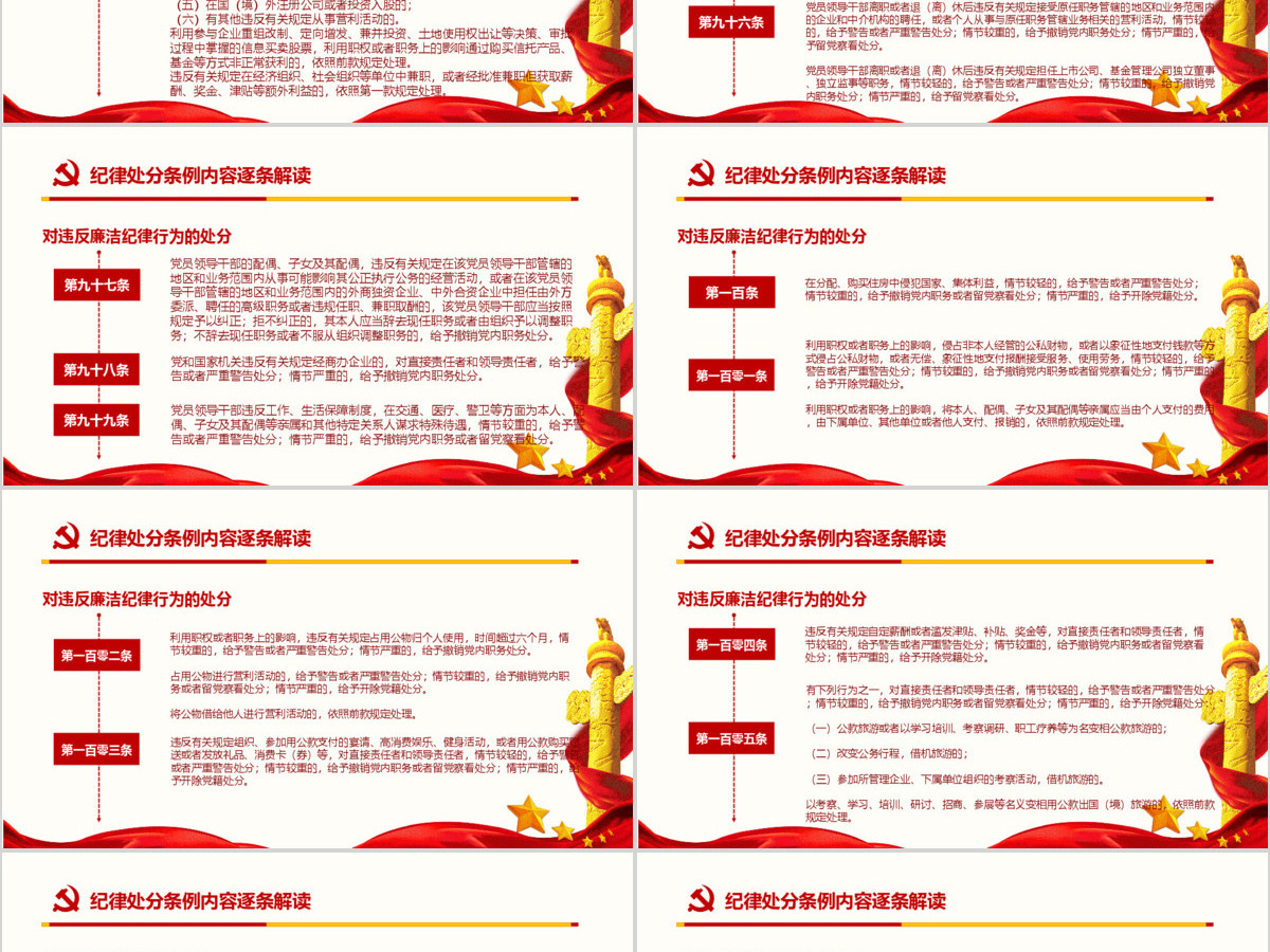 红色中国共产党纪律处分条例党课宣传学习ppt模板 红色中国共产党纪律处分条例党课宣传学习ppt模板