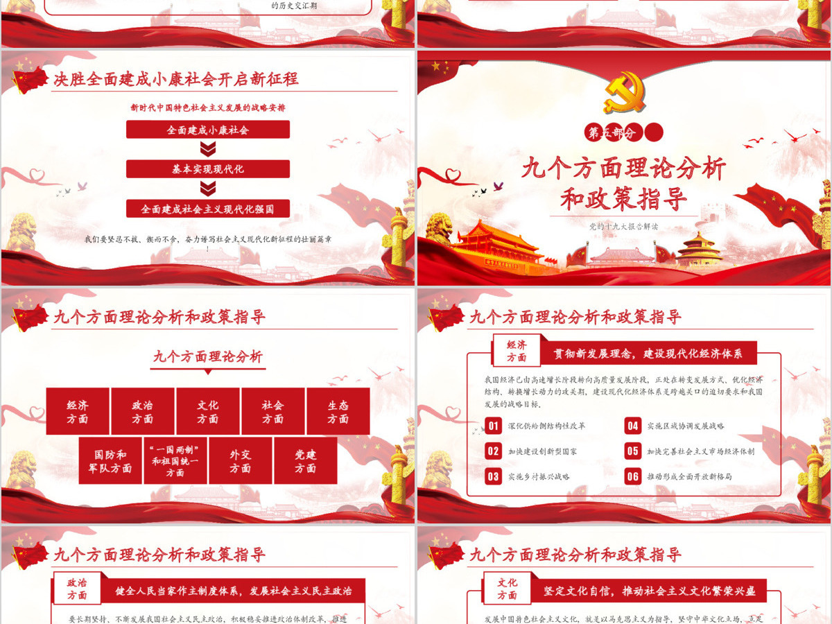 深入解读学习党的十九大报告PPT动态模板