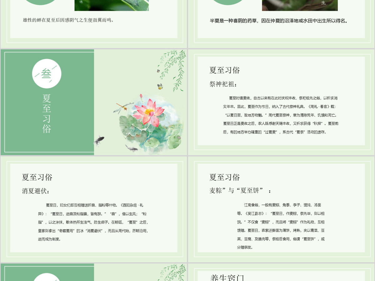 2020年最新传统节气之夏至PPT模板 2020年最新传统节气之夏至PPT模板
