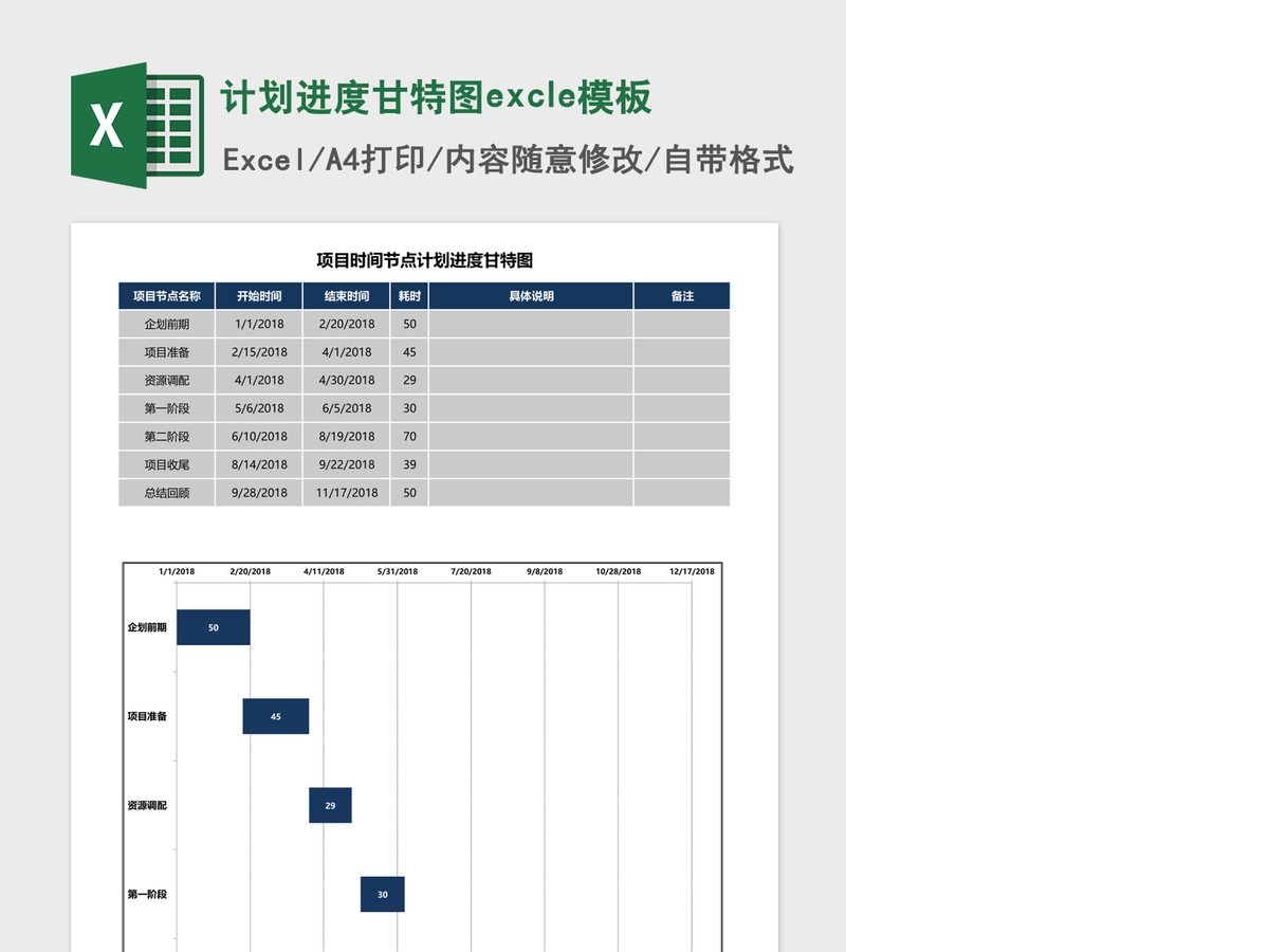 计划进度甘特图excle模板Excel模板 计划进度甘特图excle模板Excel模板