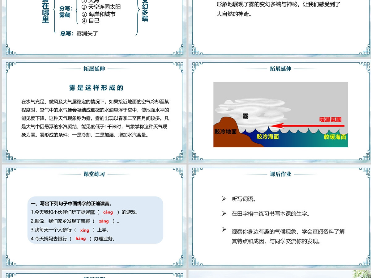 人教版二年级语文上册课文二十《雾在哪里》PPT模板幻灯片--含教案 人教版二年级语文上册课文二十《雾在哪里》PPT模板幻灯片--含教案