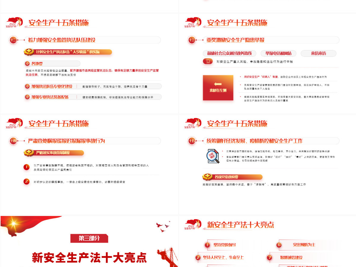 遵守安全生产法当好第一责任人红色大气风2022安全生产月宣传安全教育课件模板PPT