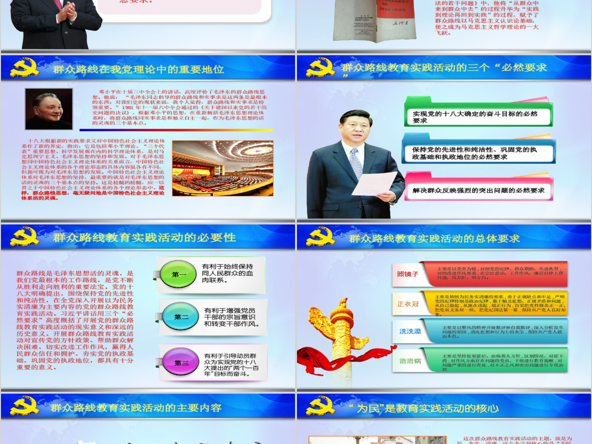 党建党政工作汇报党的群众活动路线实践教育活动教育课件PPT模