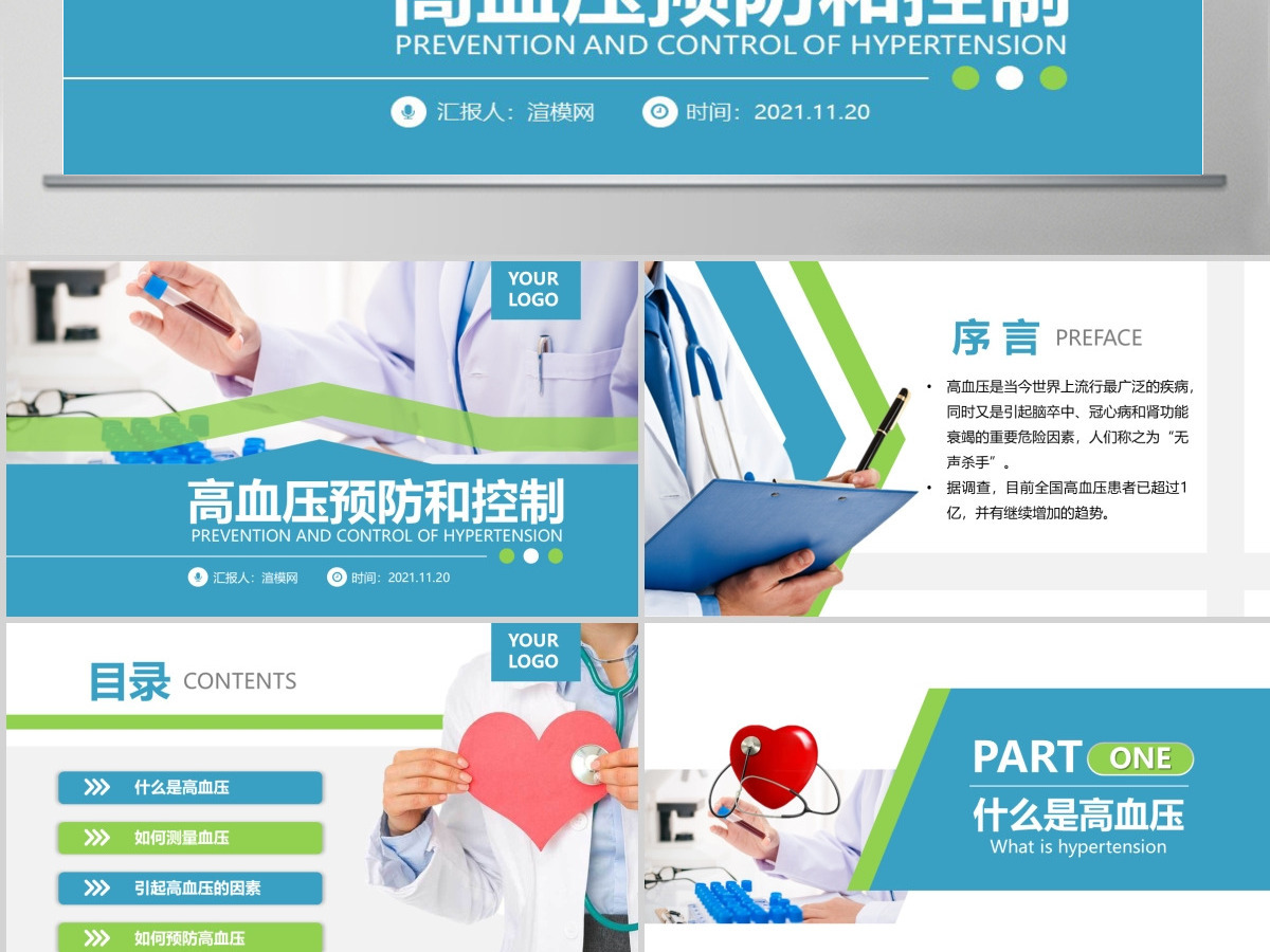 原创高血压预防医院医疗医生护士护理查房PPT-版权可商用