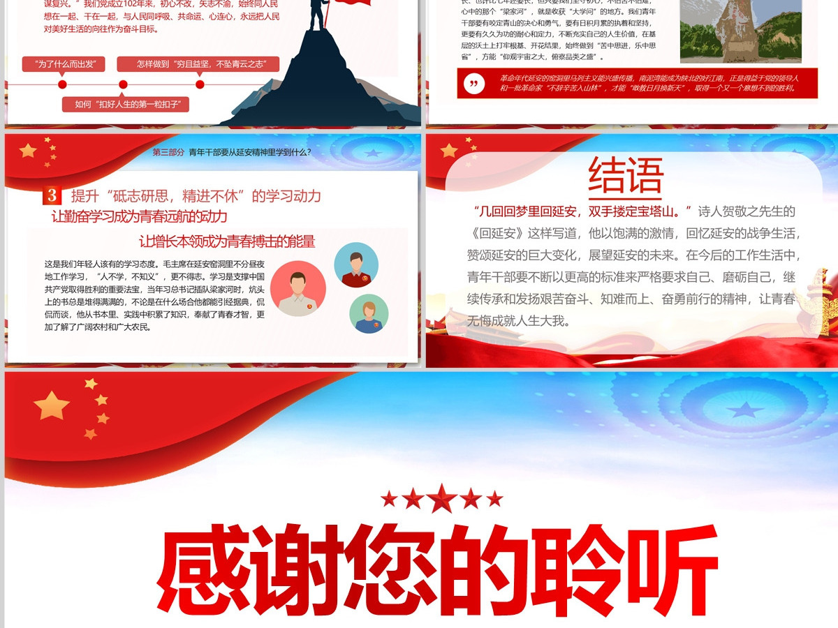 2023延安精神永放光芒PPT庆祝中国共产党成立102周年专题党史党课PPT模板-含讲稿