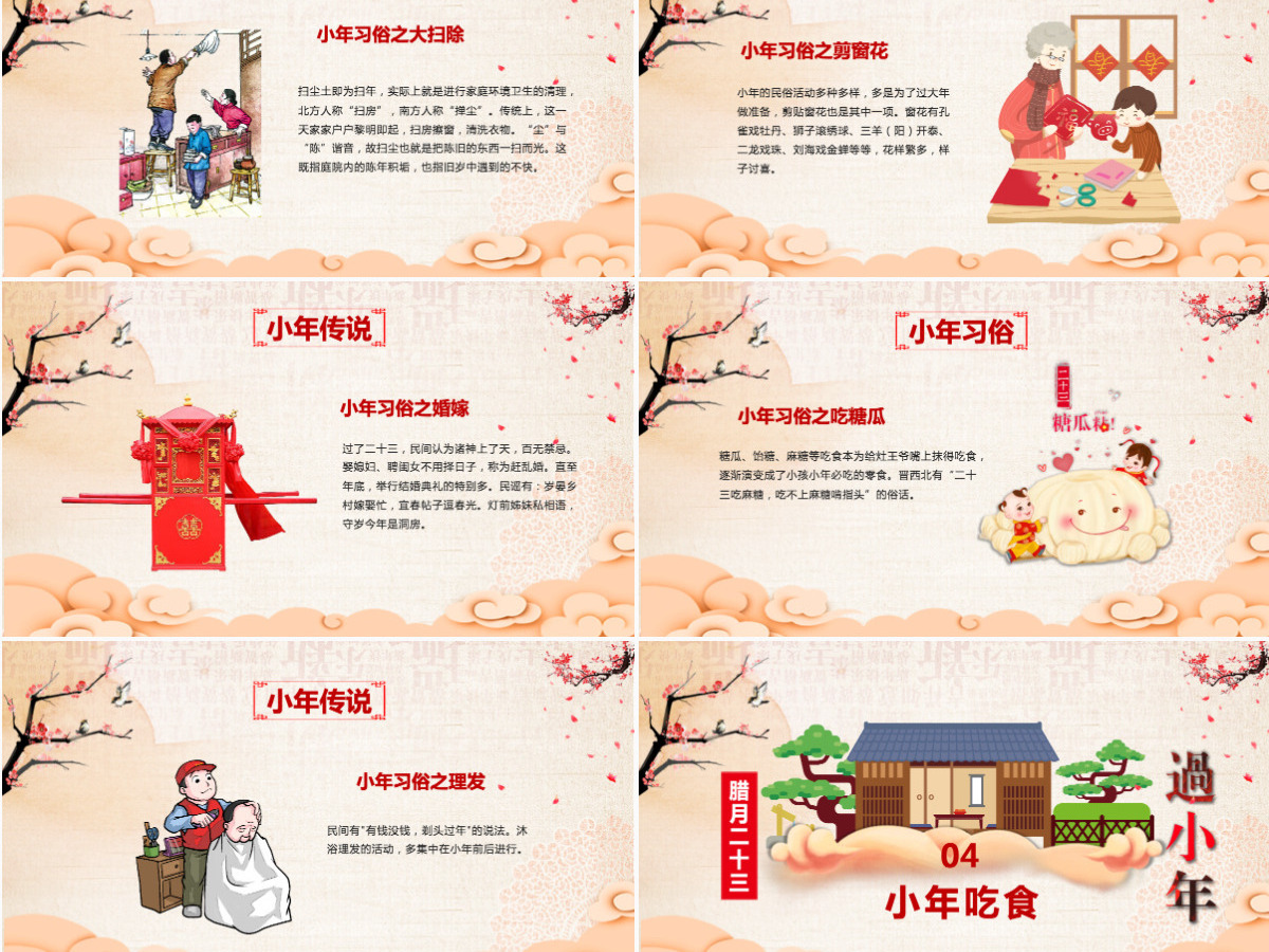 原创新年春节小年习俗传统文化民俗中国年PPT模板-版权可商用