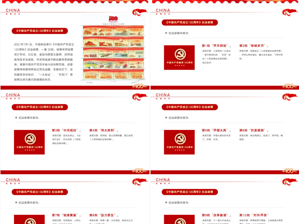红色邮票中的党史创意从方寸邮票间领悟中国共产党的初心和使命专题教育微党课课件PPT-含讲稿