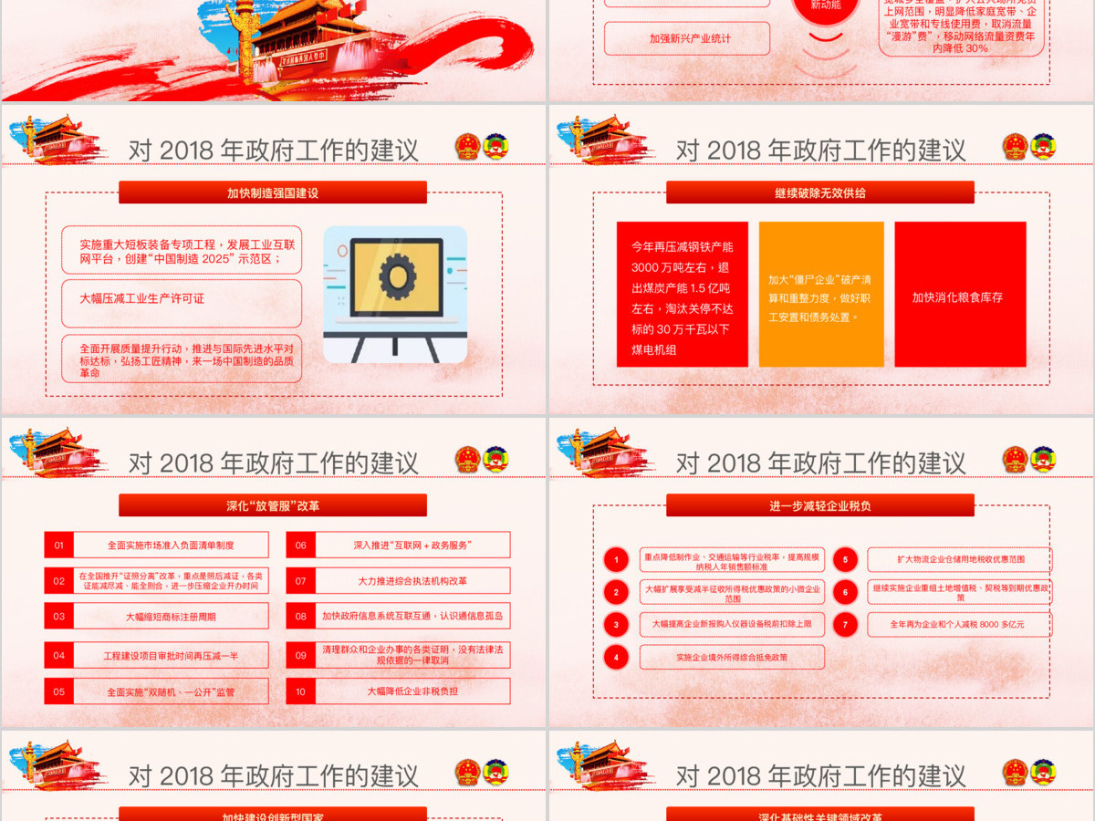 创新中国风聚焦两会关注民生贯彻落实政协政府工作报告精神党建党课ppt