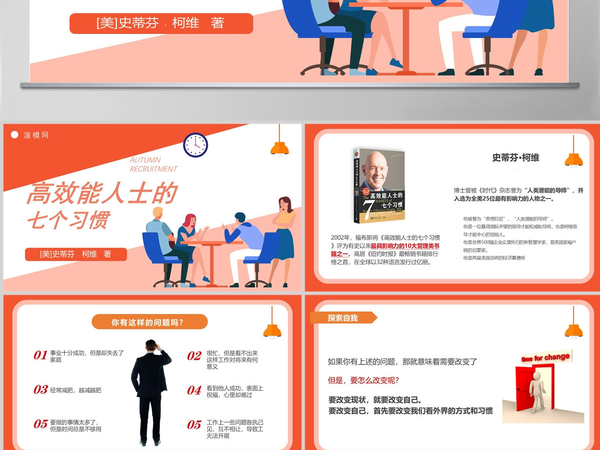 高效能人士的七个习惯读书分享PPT模板