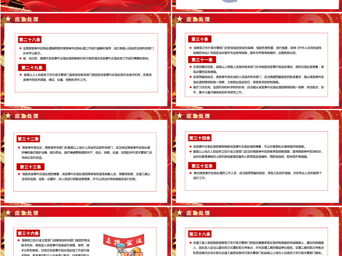 红色党政突发公共卫生事件应急条例PPT模板 红色党政突发公共卫生事件应急条例PPT模板