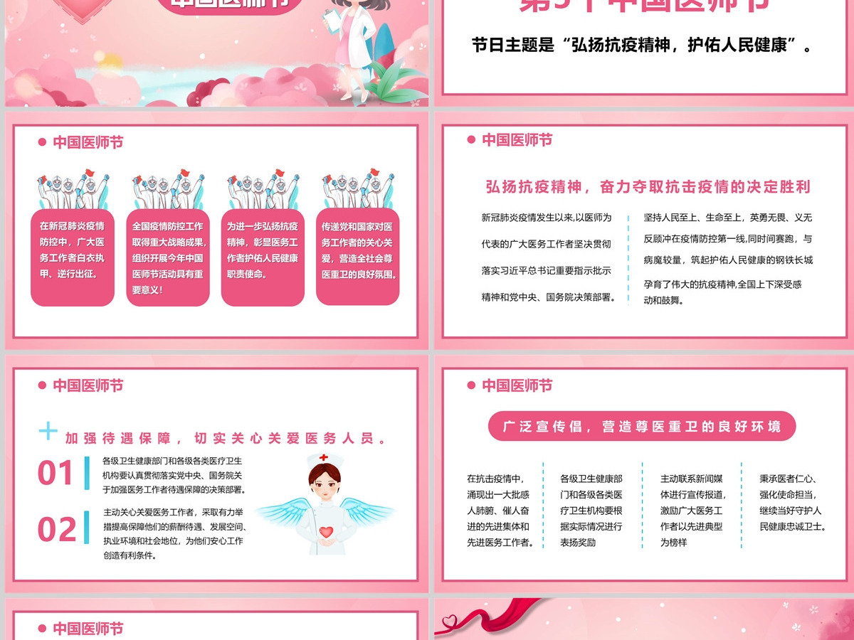 2024中国医师节简约风弘扬抗疫精神保佑人民健康专题课件模板PPT 2024中国医师节简约风弘扬抗疫精神保佑人民健康专题课件模板PPT