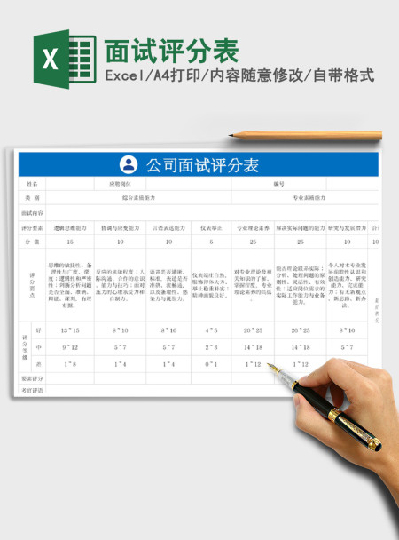 2021年面试评分表 2021年面试评分表