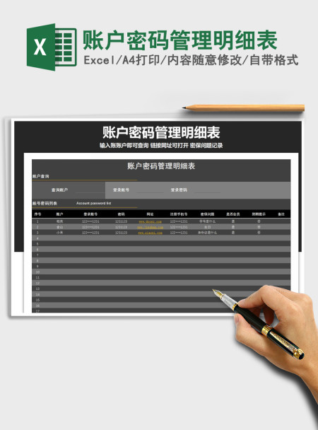 2021年账户密码管理明细表 2021年账户密码管理明细表