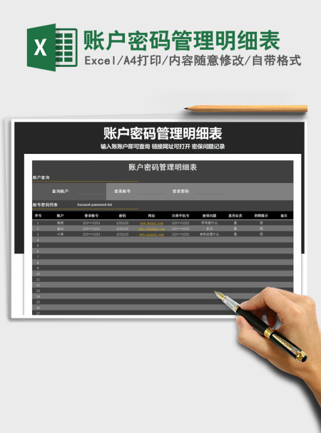 2021年账户密码管理明细表