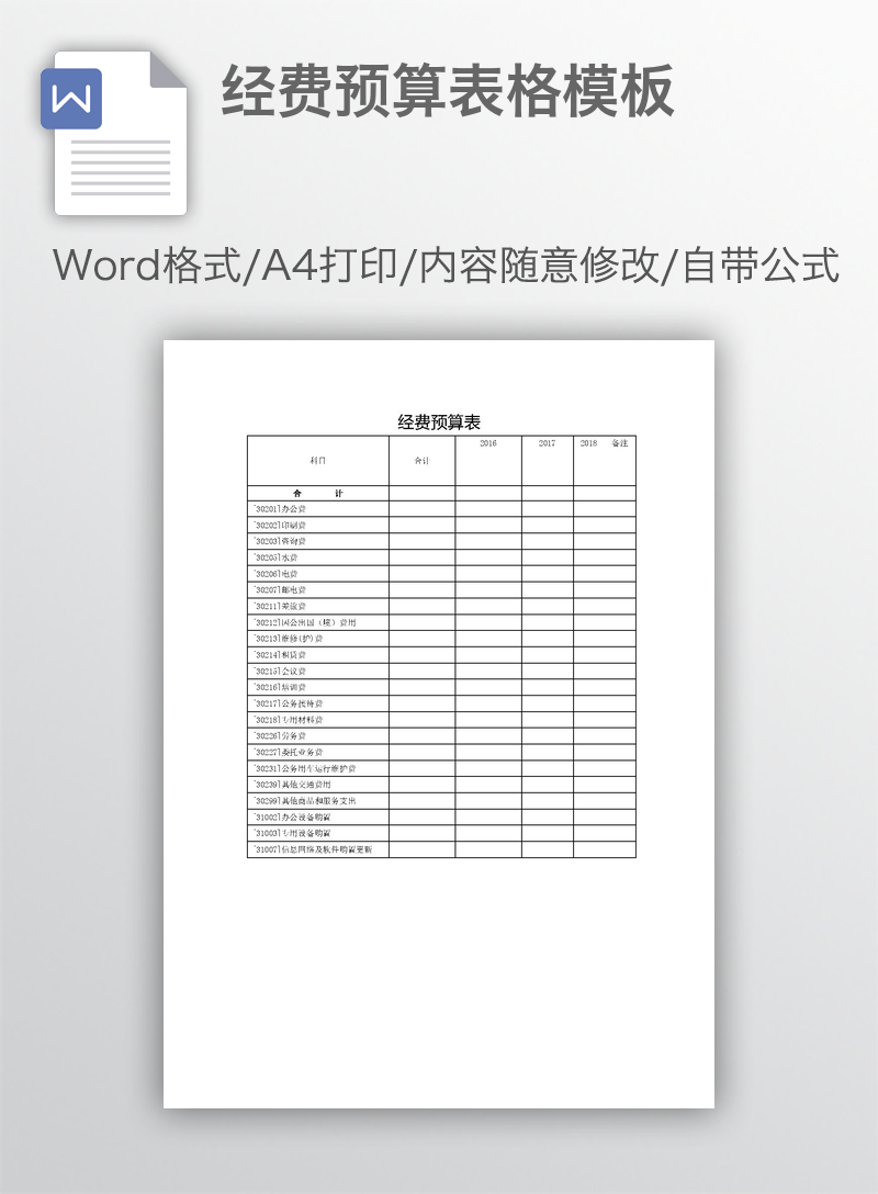 经费预算表格模板 经费预算表格模板