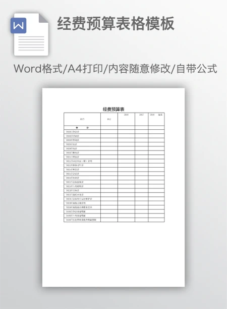 经费预算表格模板