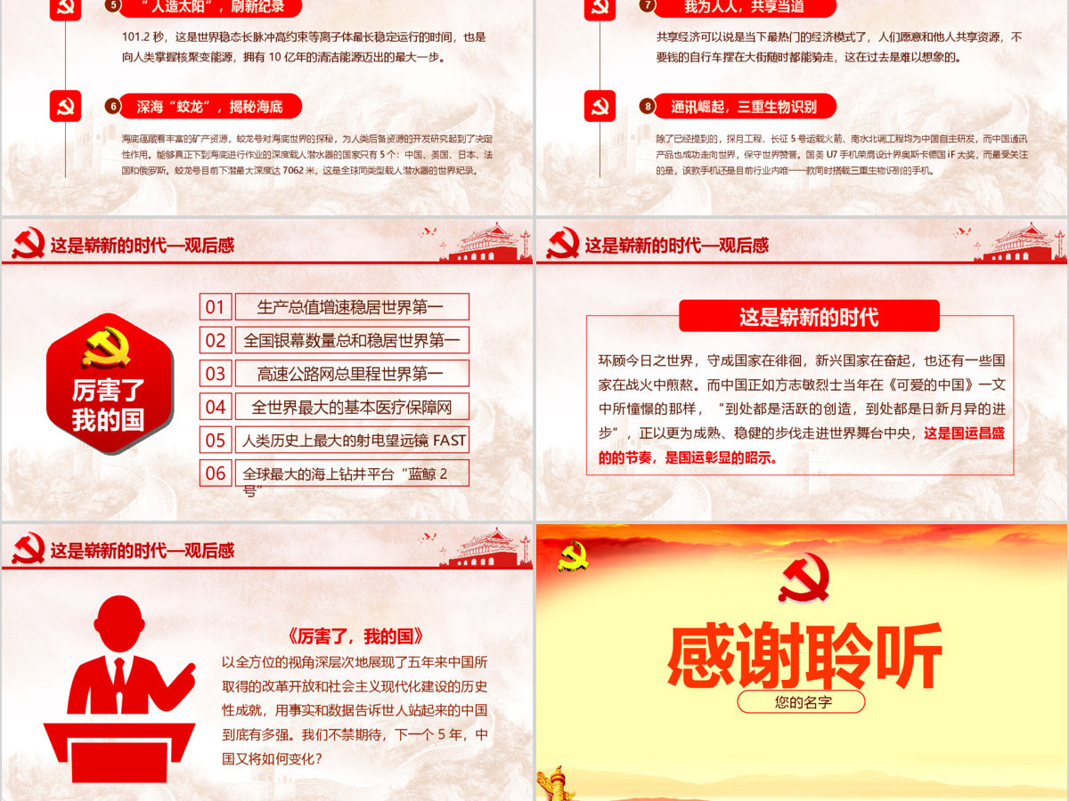 厉害了我的国观后感新时代中国梦两会PPT
